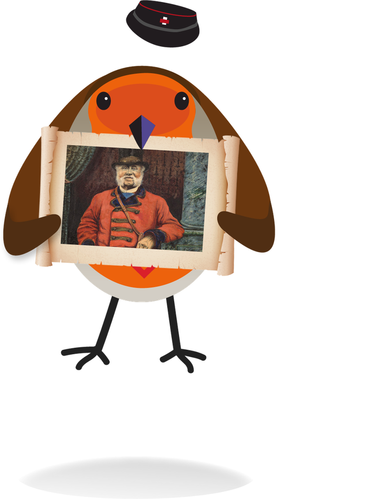 The Robin mascot mid-jump, cap lifting off